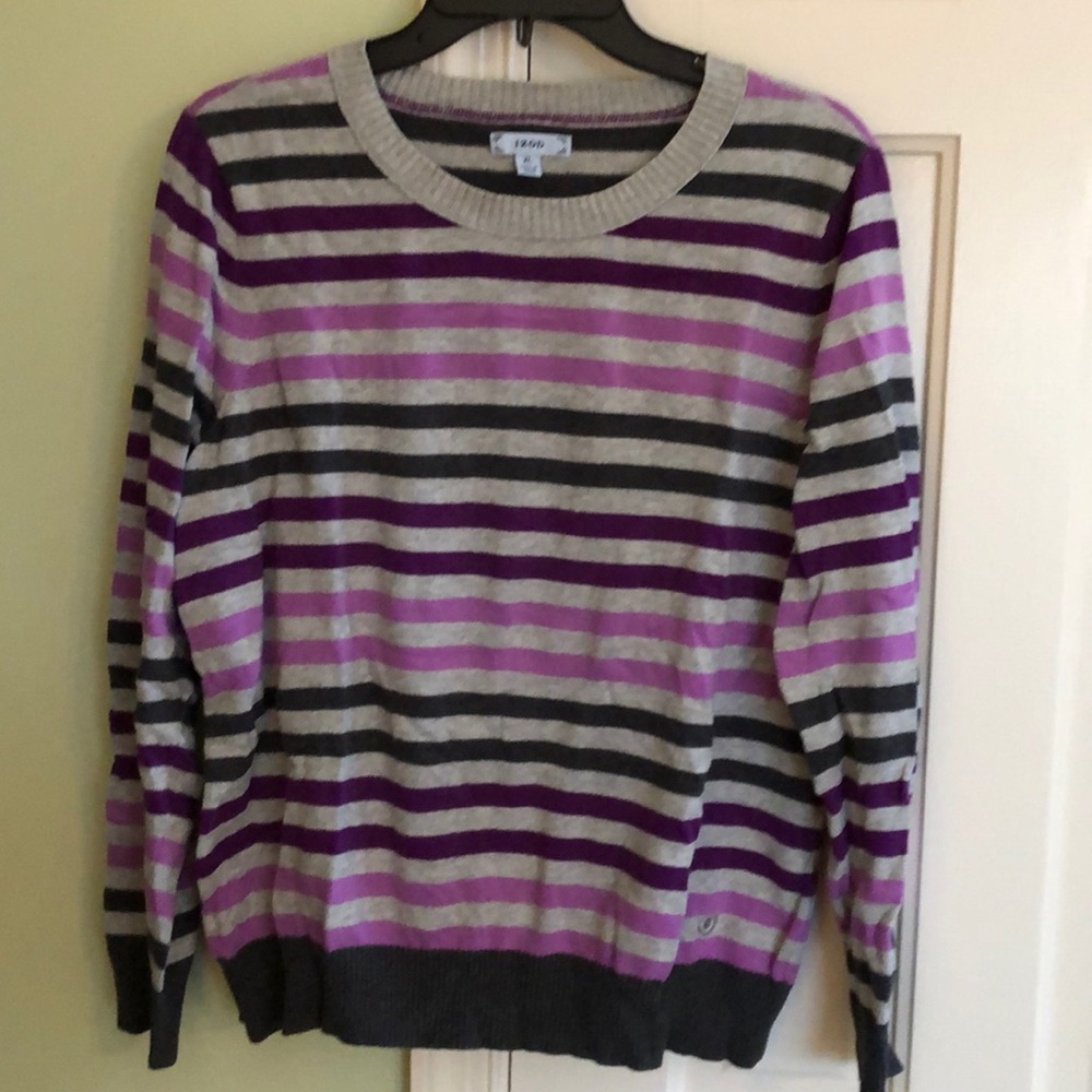 Izod Eggplant striped sweater sz XL
